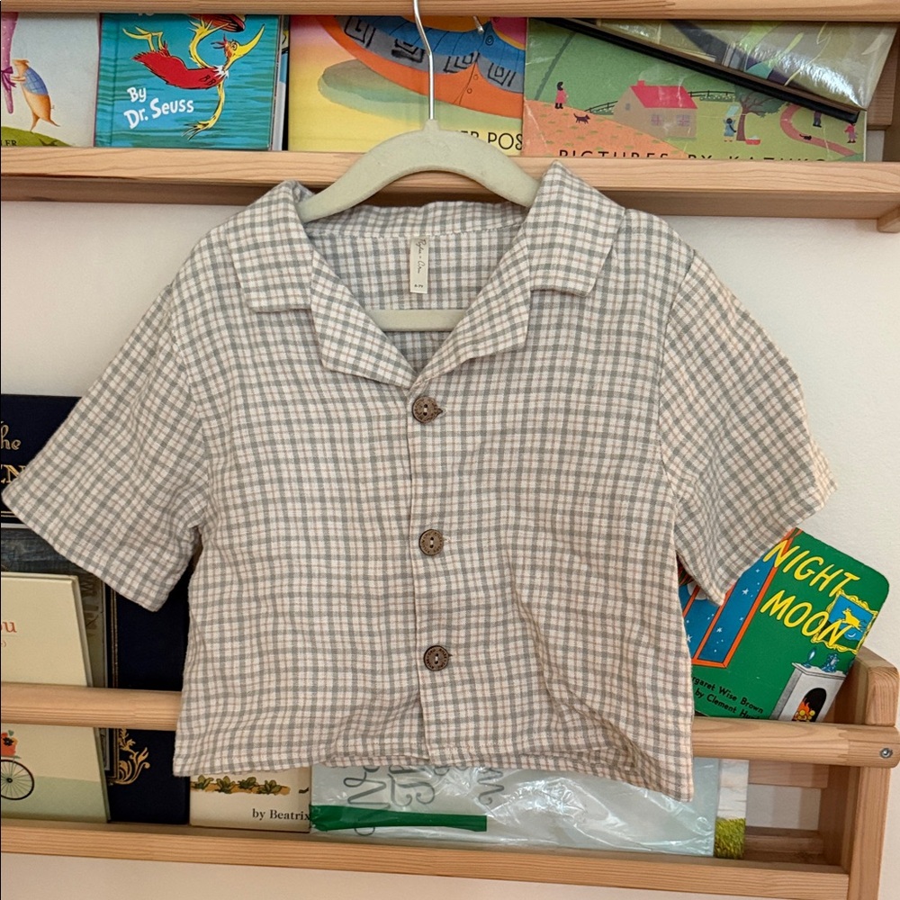 Rylee + Cru Beige Plaid Button Down Shirt